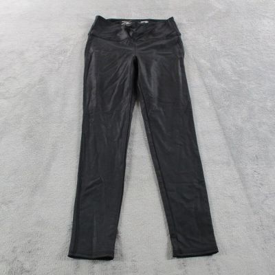 Seven 7 Womens Medium Coated Sculpted Black Leggings Shiny Stretch EUC